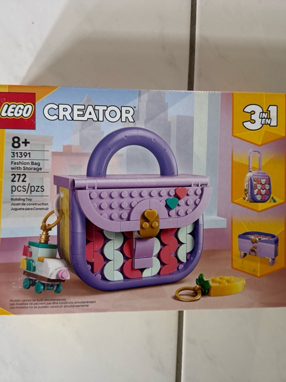 Lego Creator Purple Handbag Build Set with Pink, White & Teal Accents
